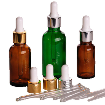 50ml Amber Glass Dropper Bottles Screw Lid For Chemical / Cosmetic Packaging