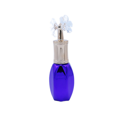 Blue Color Custom Empty Glass Nail Polish Bottles With Flower Shape Cap