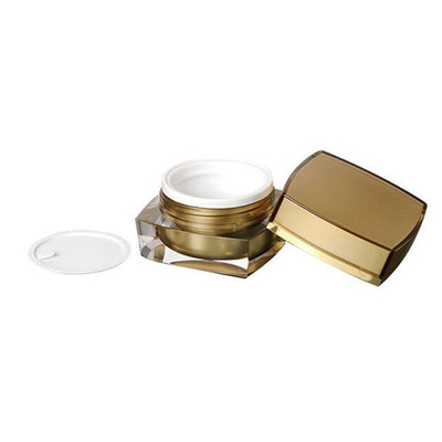 Plastic Gold Cosmetic Cream Jar , 15g 30g 50g Acrylic Square Cream Jar